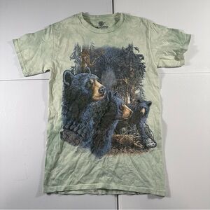 the mountain by liquid blue light green tie dye bear nature animal tee small
